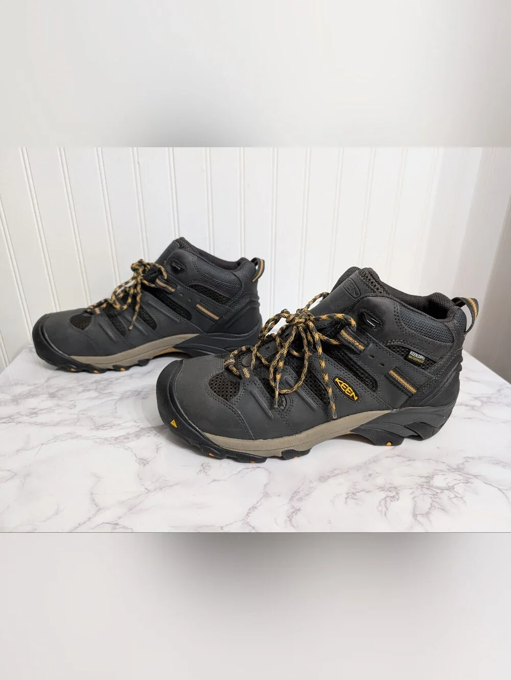 KEEN Men's Utility Steel Toe Work Boots Black/Gray, Waterproof, Size 12D